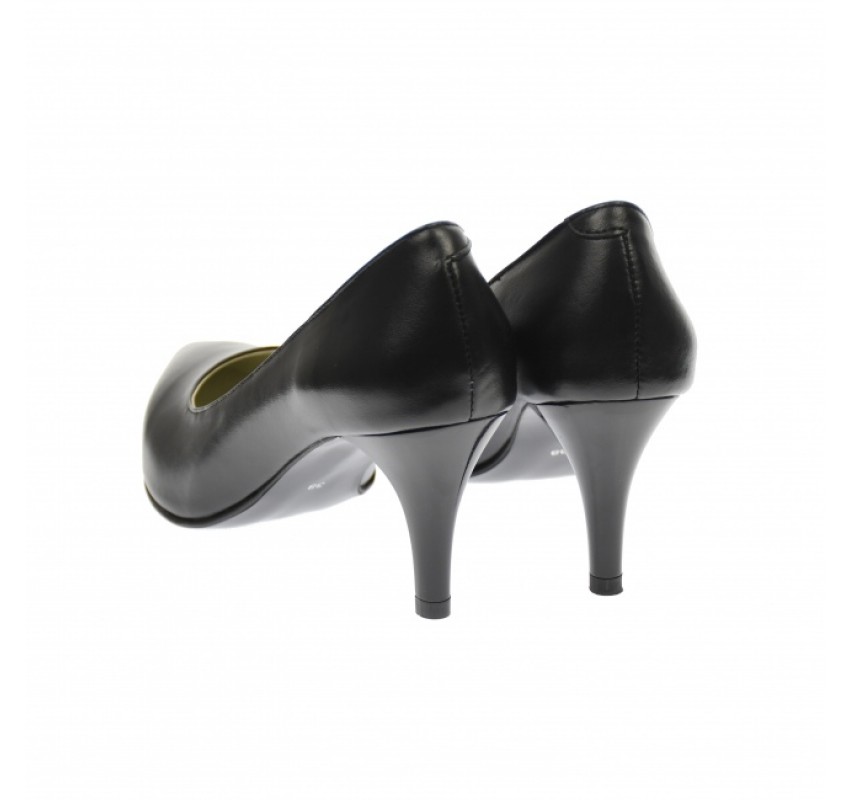 Pantofi stiletto dama, negri, din piele naturala box , toc 8 cm - NA63N