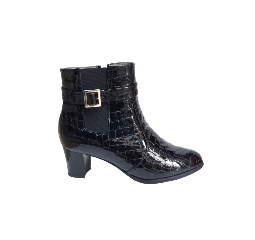 Ghete dama elegante negre din piele naturala croco - NA67CRN