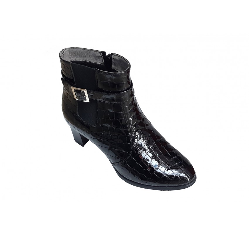 Ghete dama elegante negre din piele naturala croco - NA67CRN