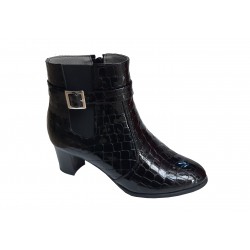 Ghete dama elegante negre din piele naturala croco - NA67CRN