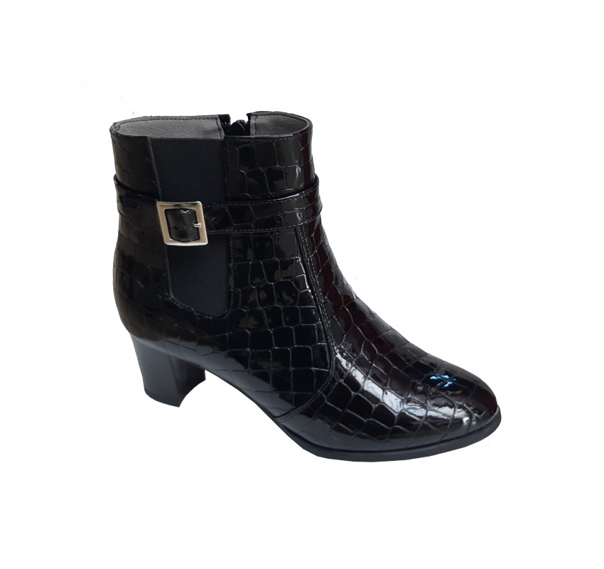 Ghete dama elegante negre din piele naturala croco - NA67CRN