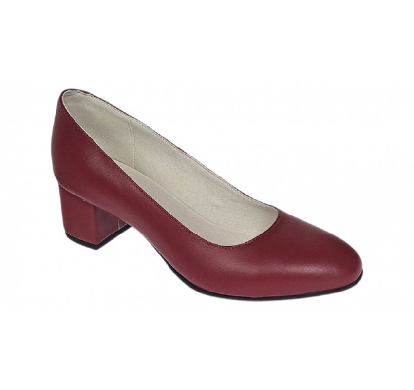 Pantofi eleganti dama din piele naturala box, toc 5 cm - NA73GRENA