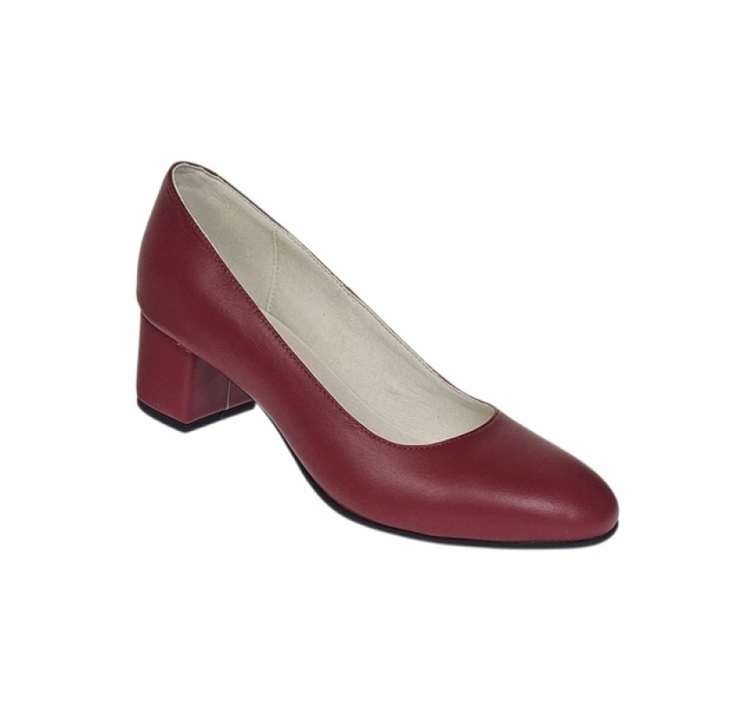 Pantofi eleganti dama din piele naturala box, toc 5 cm - NA73GRENA
