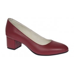 Pantofi eleganti dama din piele naturala box, toc 5 cm - NA73GRENA