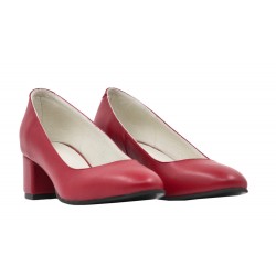 Pantofi eleganti dama, rosii de lux din piele naturala premium cu toc 5 cm - NA73ROSU
