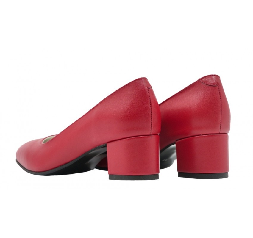 Pantofi eleganti dama, rosii, din piele naturala box, toc 5 cm - NA73ROSU