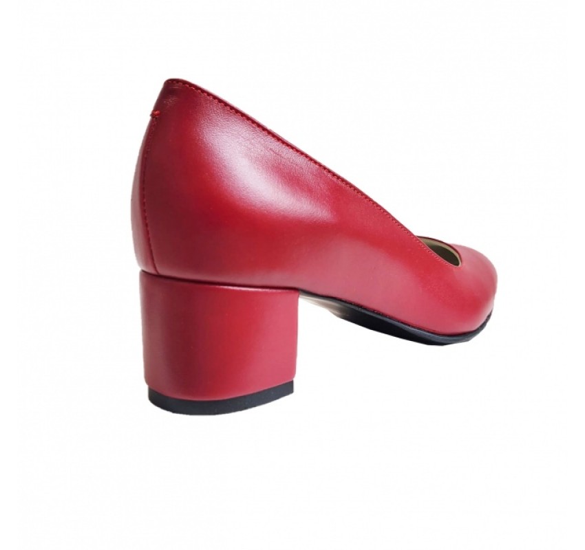 Pantofi eleganti dama, rosii, din piele naturala box, toc 5 cm - NA73ROSU