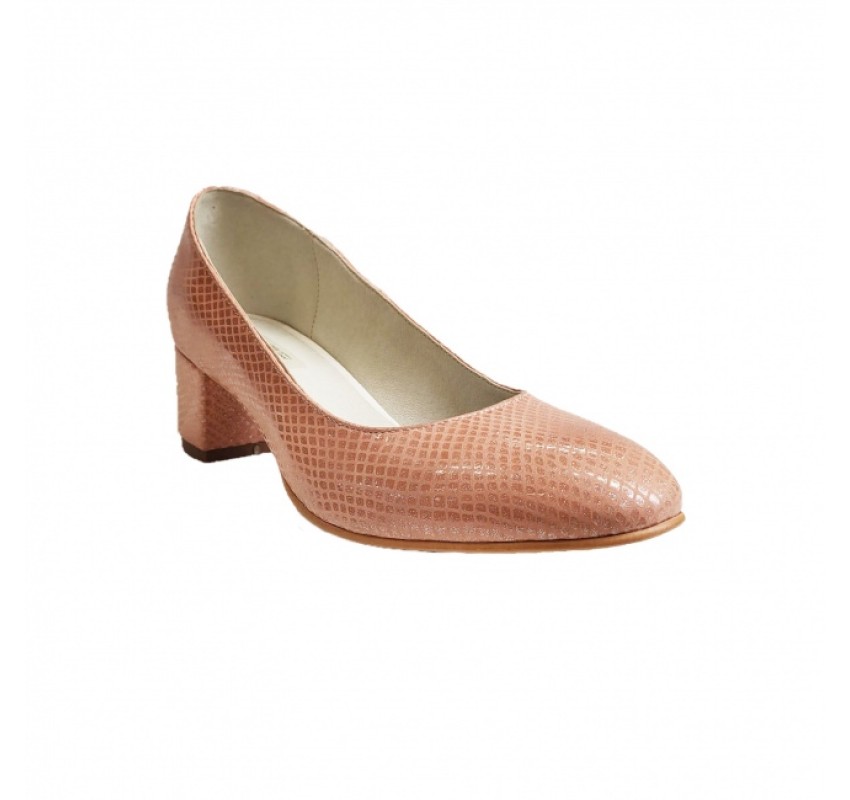 Pantofi eleganti dama, roz cu sclipici, din piele naturala box, toc 5 cm - NA74ROZ2