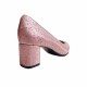 Pantofi eleganti dama, roz cu sclipici, din piele naturala box, toc 5 cm - NA74ROZ3