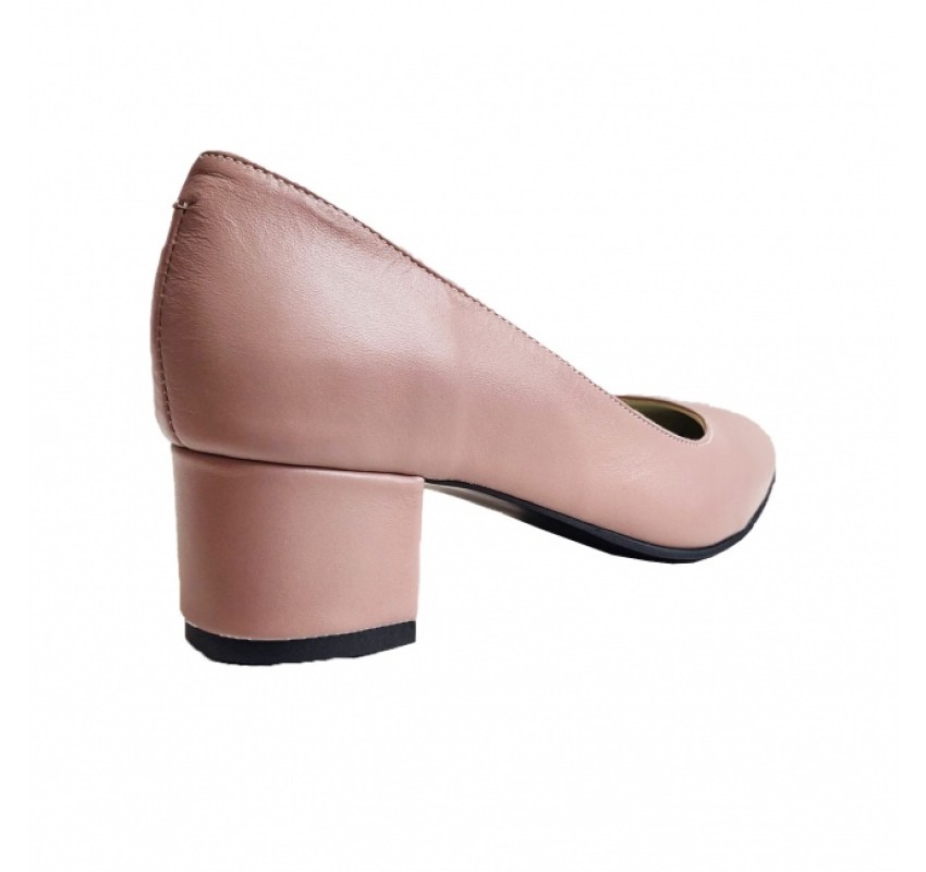 Pantofi eleganti dama, roz, din piele naturala box, toc 5 cm - NA74ROZ4