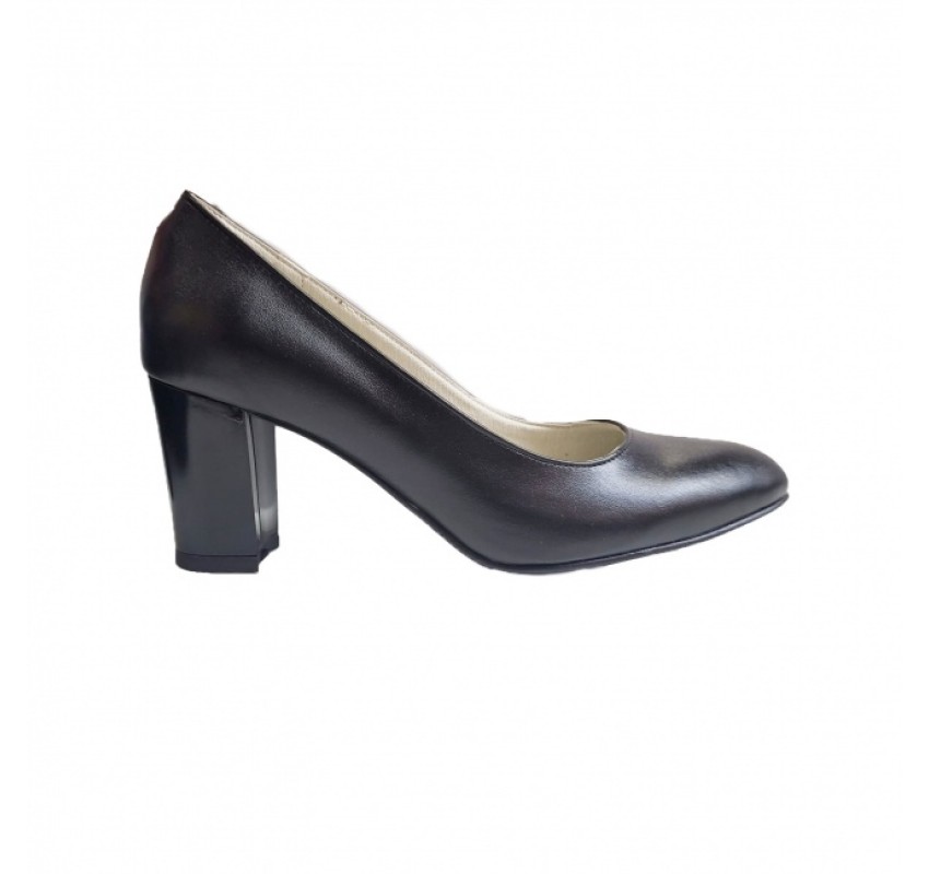 Pantofi eleganti dama, bleumarin, din piele naturala box, toc 6 cm - NA87BLM2