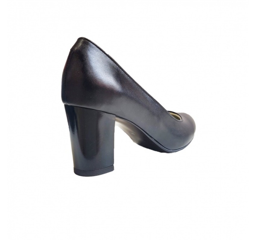 Pantofi eleganti dama, bleumarin, din piele naturala box, toc 6 cm - NA87BLM2