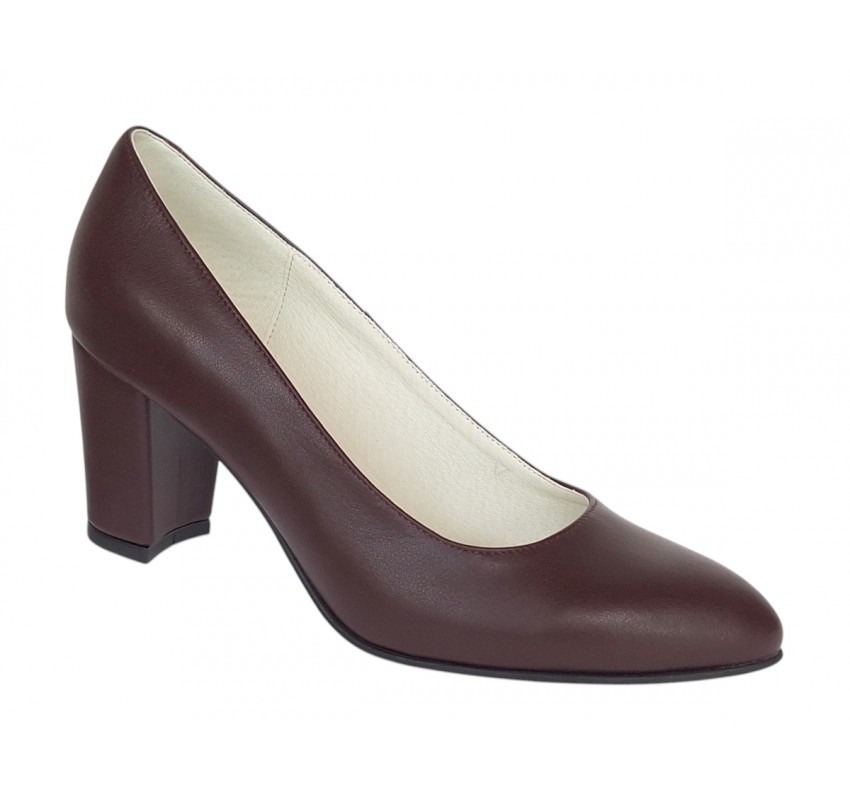 Pantofi eleganti dama din piele naturala box, toc 7 cm - Model Selena NA87BORDOP Pantofi eleganti dama din piele naturala box, toc 7 cm - Model Selena NA87BORDOP