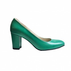 Pantofi eleganti dama, verzi, din piele naturala box, toc 6 cm - NA87V2