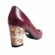 Pantofi eleganti dama, bordo, model floral, din piele naturala box, toc 6 cm - NA87VIS