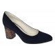 Pantofi eleganti dama negri din piele intoarsa toc aramiu 7cm - NA97N