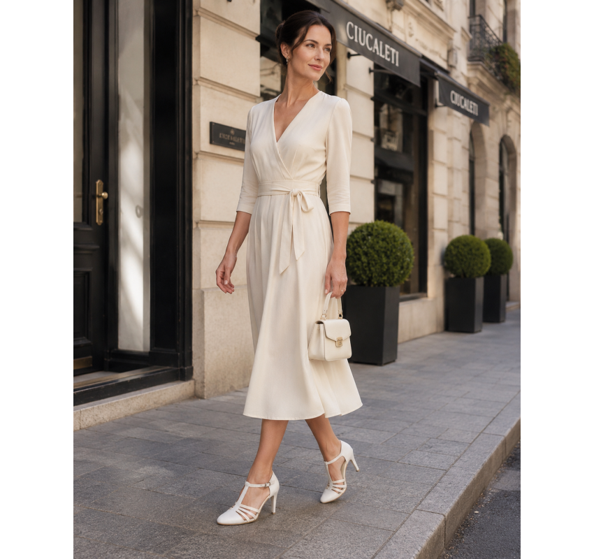 Pantofi dama albi eleganti, decupati din piele naturala, toc 9cm NAA11APL