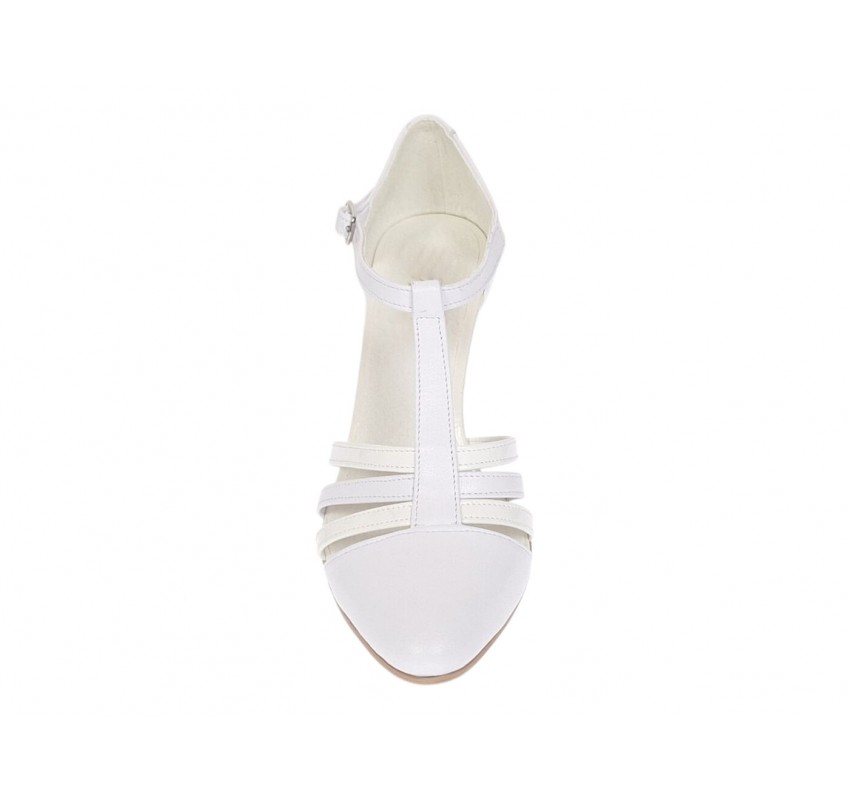 Pantofi dama albi eleganti, decupati din piele naturala, toc 9cm NAA11APL