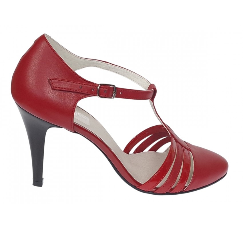 Pantofi dama decupati din piele naturala - Stiletto Rosu NAA11R Pantofi dama decupati din piele naturala - Stiletto Rosu NAA11R