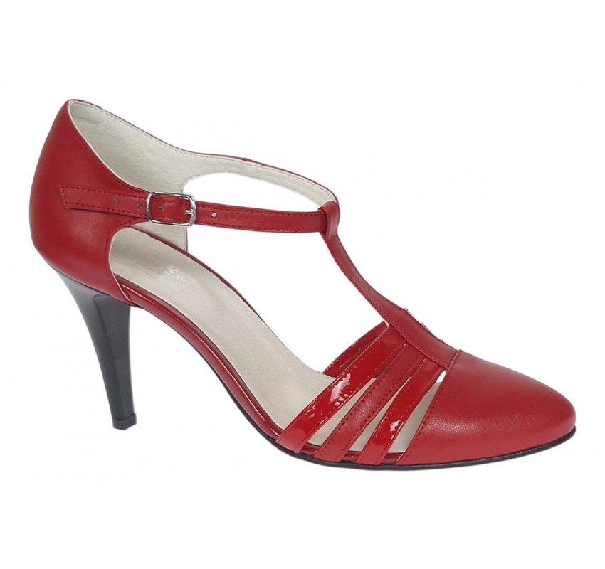 Pantofi dama decupati din piele naturala - Stiletto Rosu NAA11R Pantofi dama decupati din piele naturala - Stiletto Rosu NAA11R