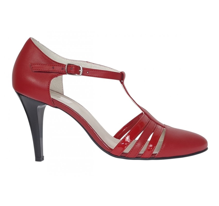 Pantofi dama decupati din piele naturala - Stiletto Rosu NAA11R Pantofi dama decupati din piele naturala - Stiletto Rosu NAA11R