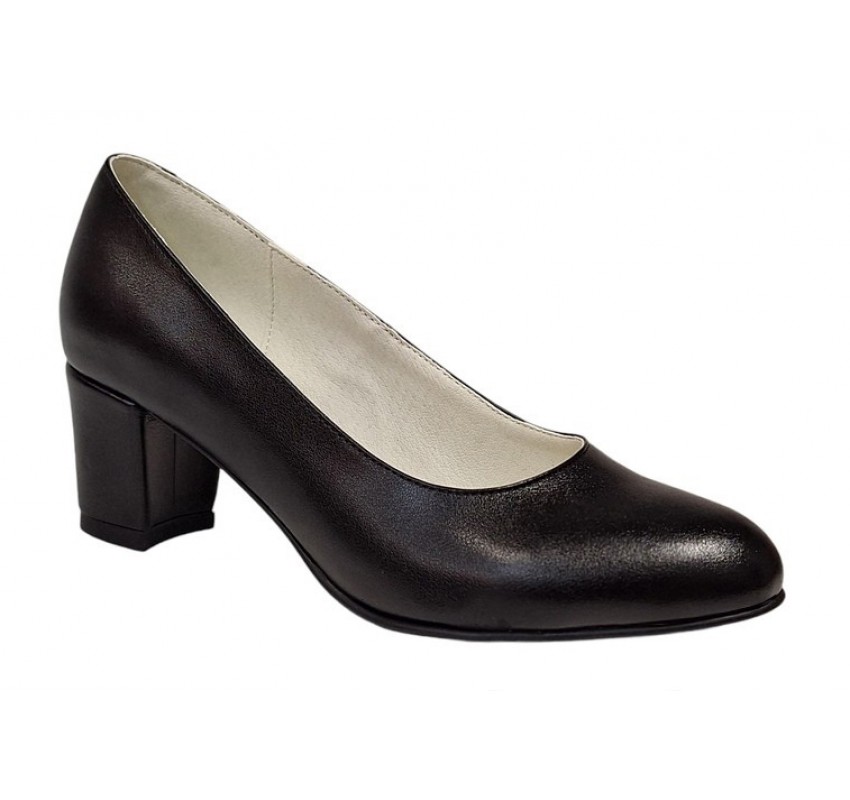 Pantofi dama din piele naturala cu toc de 5cm, Negru NAA32N5 Pantofi dama din piele naturala cu toc de 5cm, Negru NAA32N5