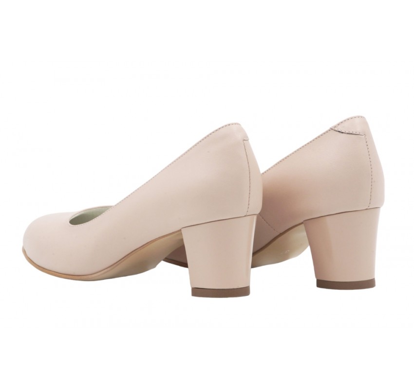 Pantofi dama din piele naturala, Nud toc 7cm Hellen - NAA32NUD