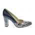 Pantofi dama eleganti din piele naturala bleumarin cu imprimeu, toc 9 cm NAA8BOXCOLOR