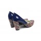 Pantofi dama eleganti din piele naturala bleumarin lac cu imprimeu, toc 9cm Pantofi dama eleganti din piele naturala bleumarin lac cu imprimeu, toc 9cm