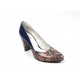Pantofi dama eleganti din piele naturala bleumarin lac cu imprimeu, toc 9cm Pantofi dama eleganti din piele naturala bleumarin lac cu imprimeu, toc 9cm