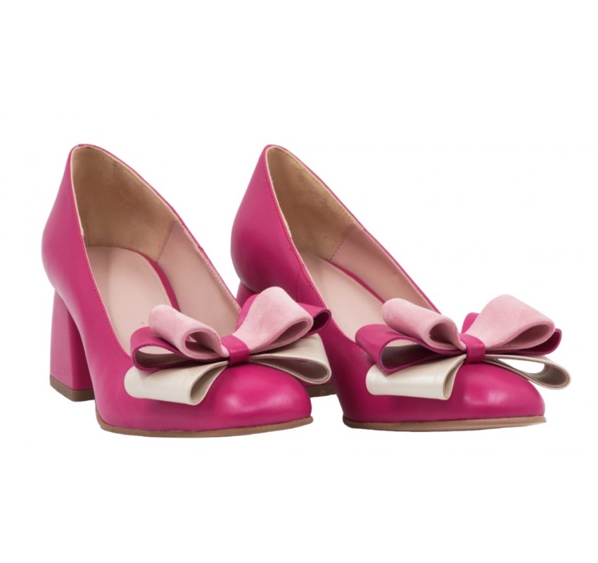 Pantofi dama office din piele naturala fucsia - NAB1FUCSIA