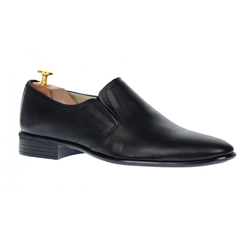 Pantofi barbati eleganti din piele naturala - Model Negru fara siret NIC142NEL