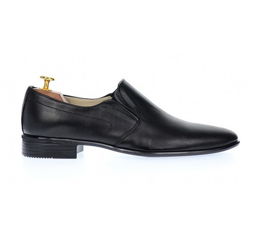Pantofi barbati eleganti din piele naturala - Model Negru fara siret NIC142NEL