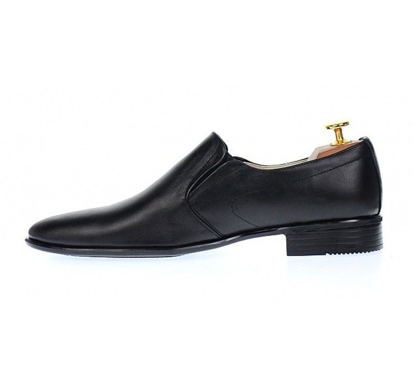 Pantofi barbati eleganti din piele naturala - Model Negru fara siret NIC142NEL