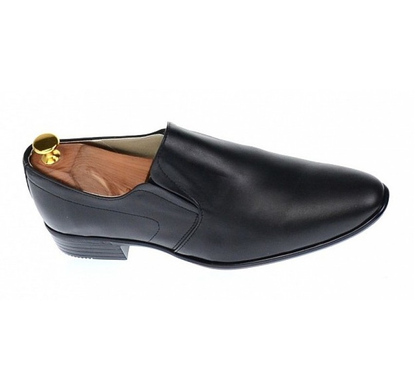 Pantofi barbati eleganti din piele naturala - Model Negru fara siret NIC142NEL