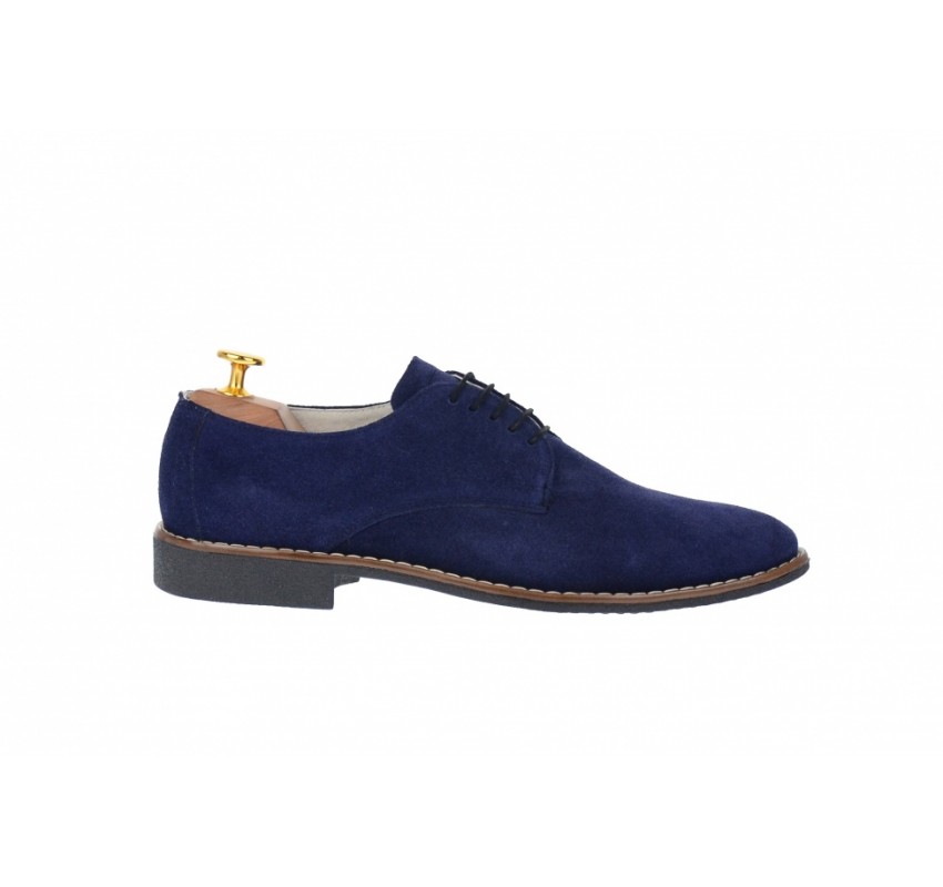 Pantofi barbati casual, eleganti din piele naturala intoarsa bleumarin NIC184BLMVEL