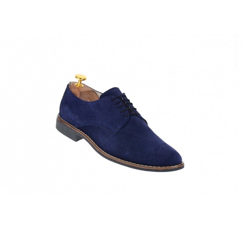 Pantofi barbati casual, eleganti din piele naturala intoarsa bleumarin NIC184BLMVEL