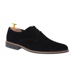 Pantofi barbati casual din piele naturala intoarsa - Model Negru 184 Vel