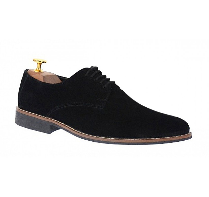Pantofi barbati casual din piele naturala intoarsa - Model Negru 184 Vel