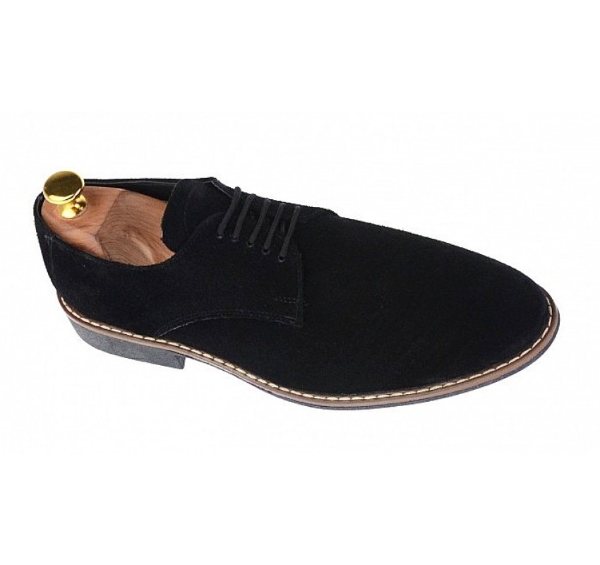 Pantofi barbati casual din piele naturala intoarsa - Model Negru 184 Vel
