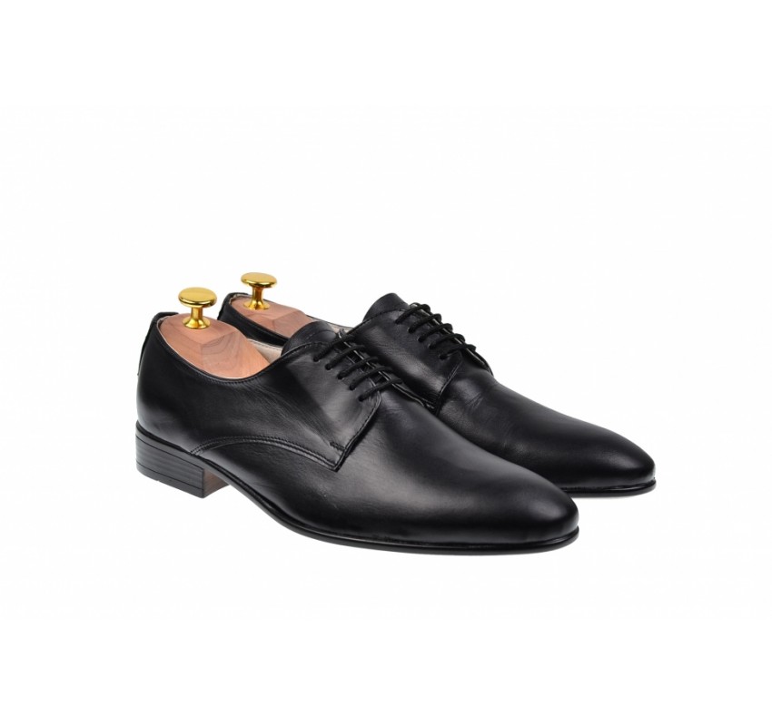 Pantofi barbati eleganti din piele naturala de culoare neagra NIC211SIR