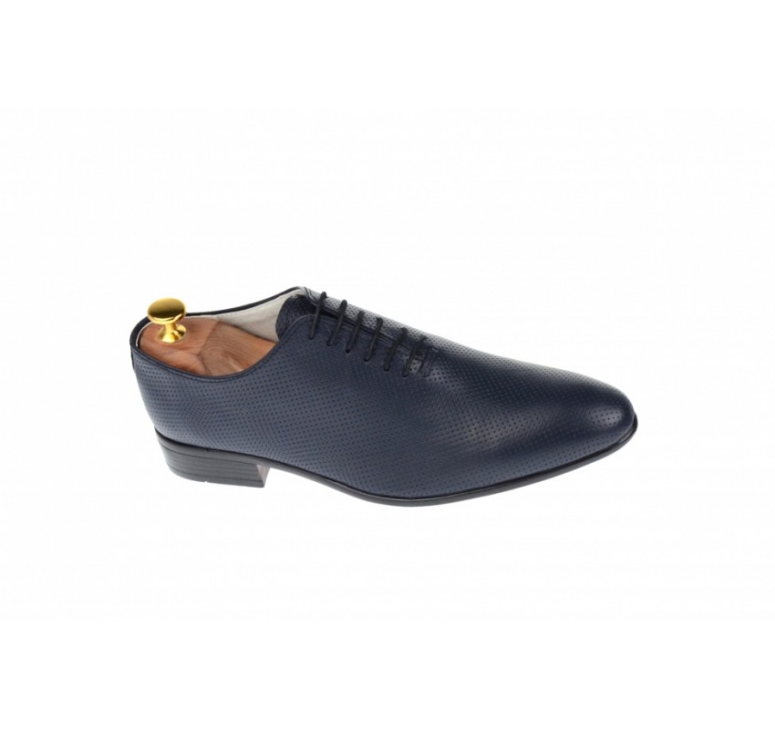 Pantofi barbati eleganti din piele naturala matritata, bleumarin inchis, NIC5BLPR