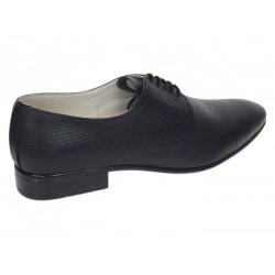 Marimea 44 Pantofi barbati negri eleganti din piele naturala matritata NIC5NBR