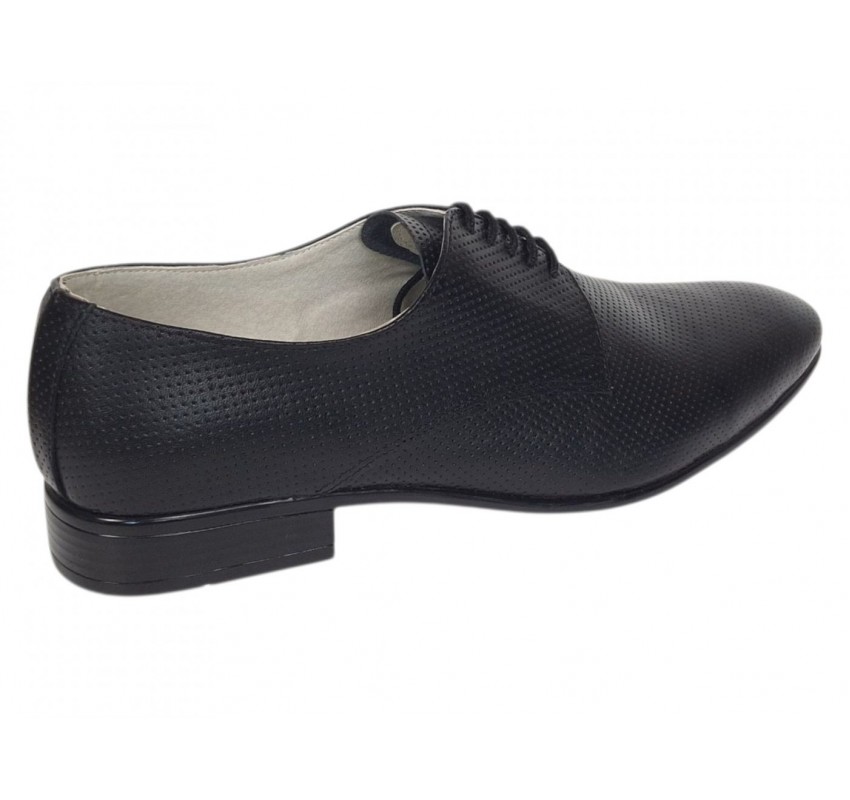 Marimea 44 Pantofi barbati negri eleganti din piele naturala matritata NIC5NBR