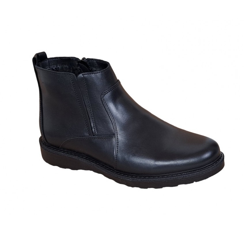 Ghete barbati casual, din piele naturala, cu 2 fermoare, imblanite - ORLANDO