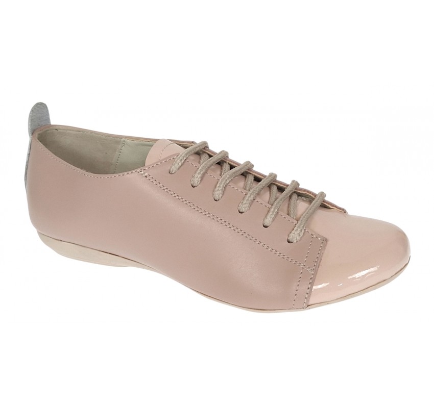 Pantofi dama casual din piele naturala cu varf lacuit - Emma Bej P09BB Pantofi dama casual din piele naturala cu varf lacuit - Emma Bej P09BB