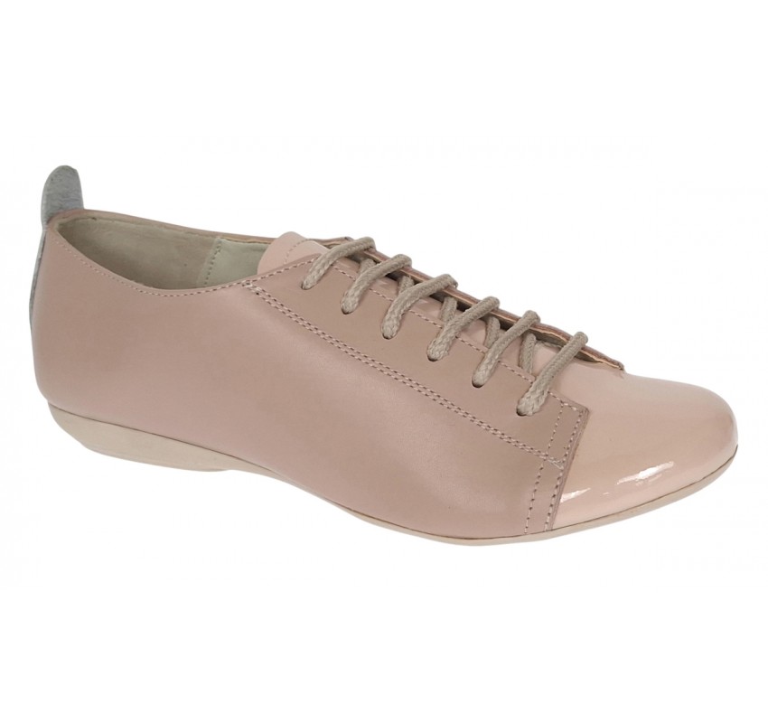 Pantofi dama casual din piele naturala cu varf lacuit - Emma Bej P09BB Pantofi dama casual din piele naturala cu varf lacuit - Emma Bej P09BB
