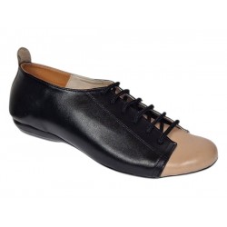 Pantofi dama casual din piele naturala Negru Bej - Emma P09BN