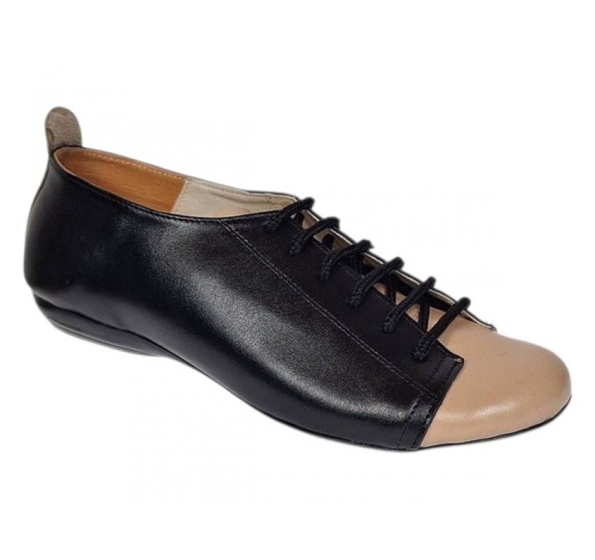 Pantofi dama casual din piele naturala Negru Bej - Emma P09BN