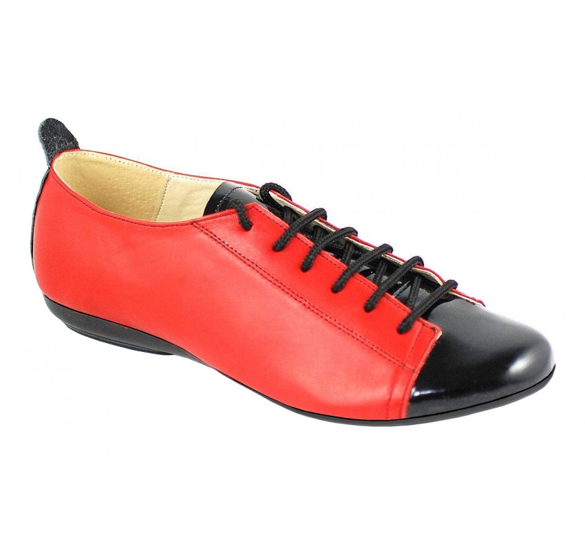 Pantofi dama casual din piele naturala cu varf lacuit - Model Emma Rosu P09RLN